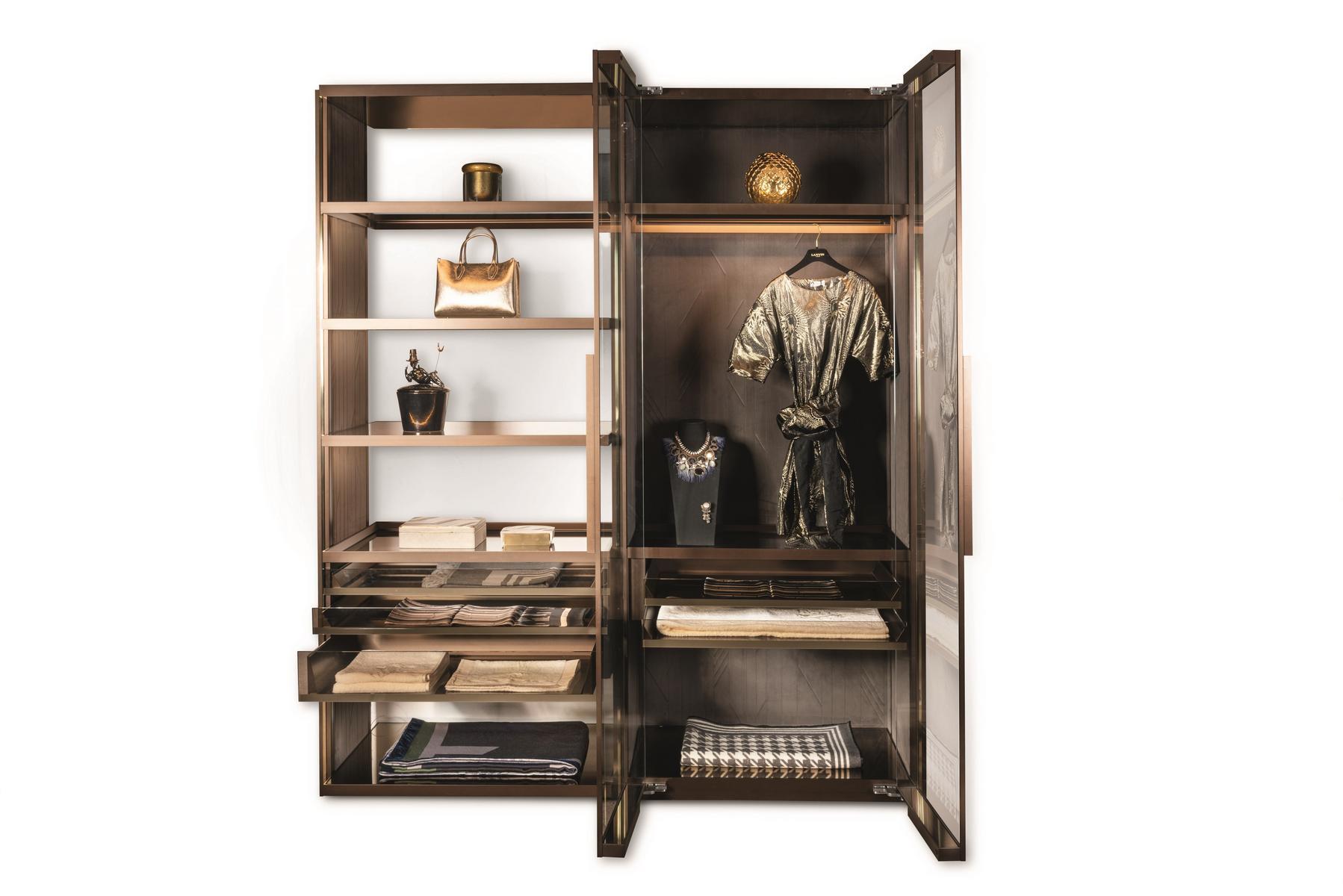 Sectional aluminium walk-in wardrobe | Genesis by Visionnair