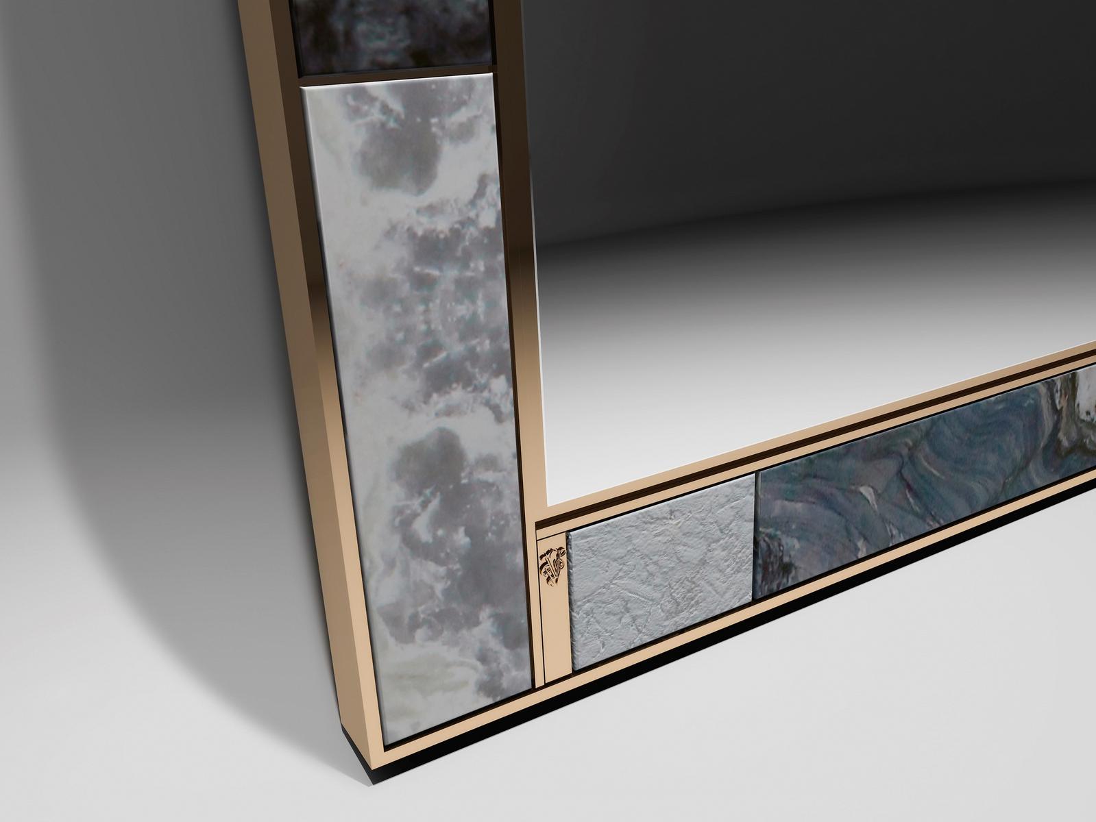 Freestanding rectangular marble mirror | Polidoro by Visionnair