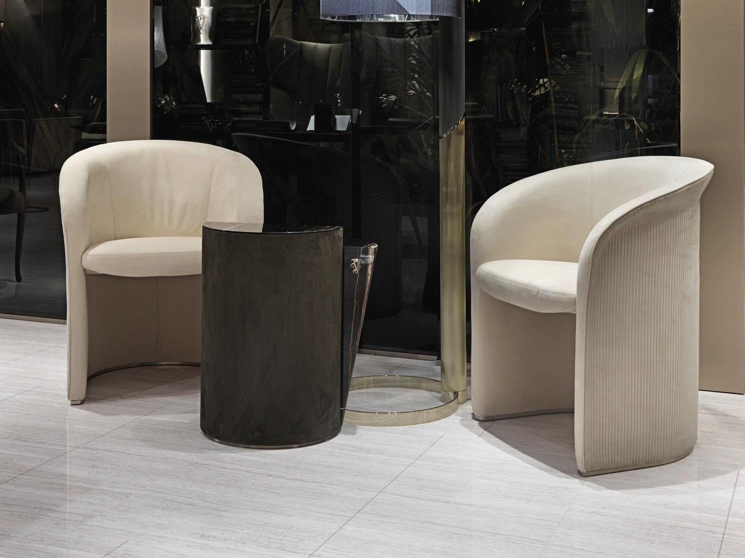 Upholstered fabric easy chair with armrests | Carmen by Visionnair