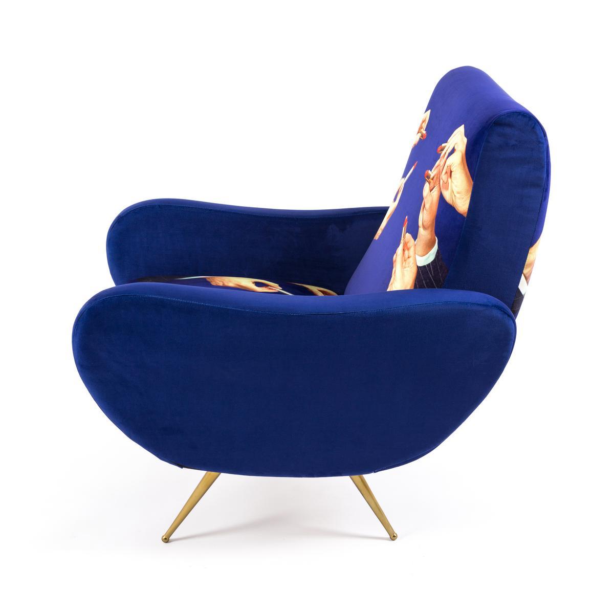 Fabric armchair with armrests | Lipsticks by Seletti