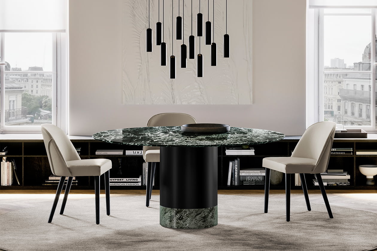 Square stone table | Cilindro marble by Eforma