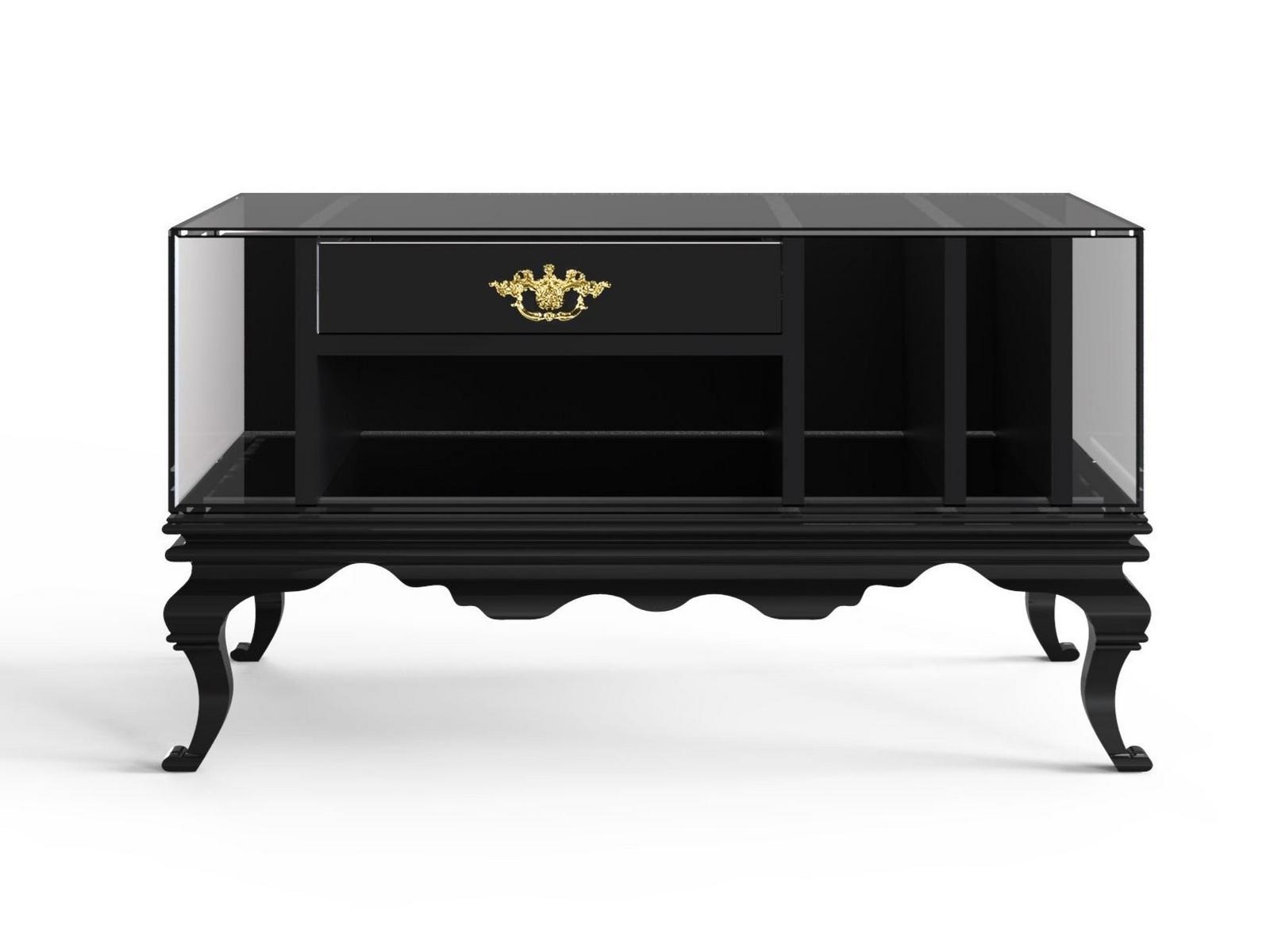 Rectangular wood and glass bedside table with drawers | Tower by Boca Do Lobo