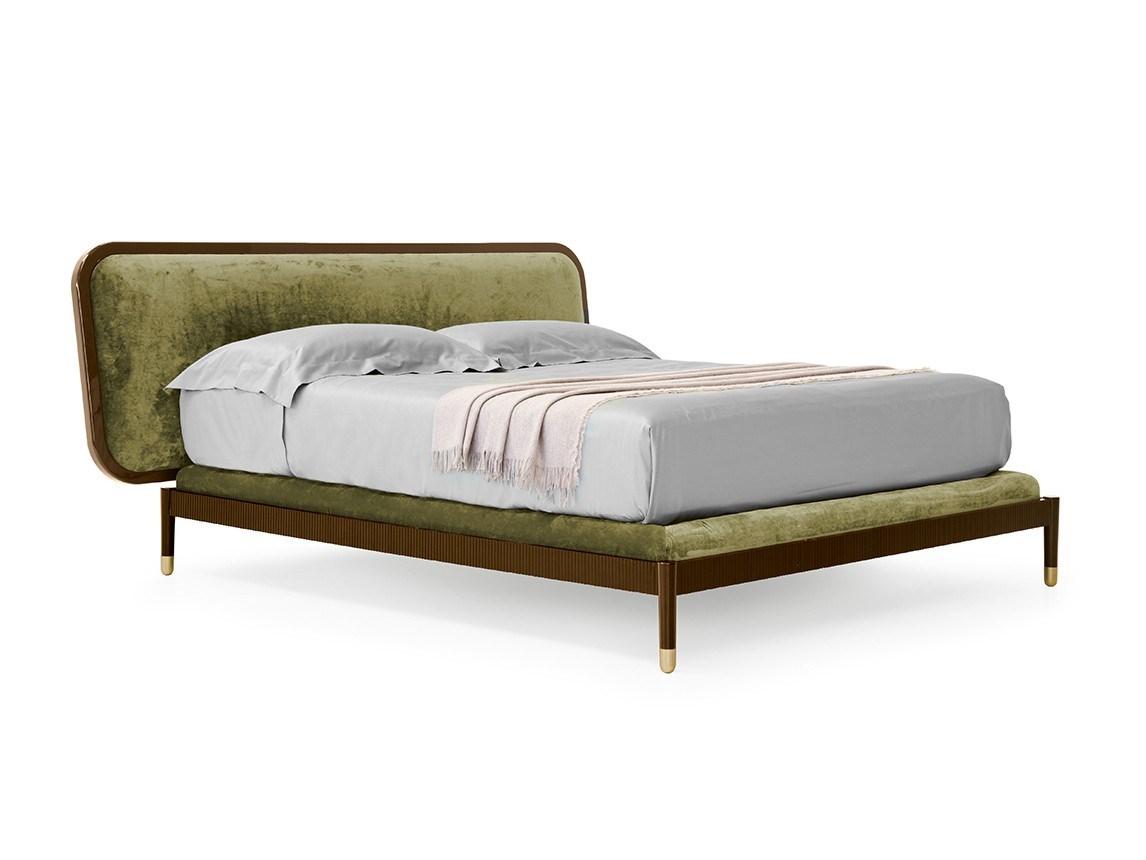 Wooden double bed with upholstered headboard | Amante by Pianca