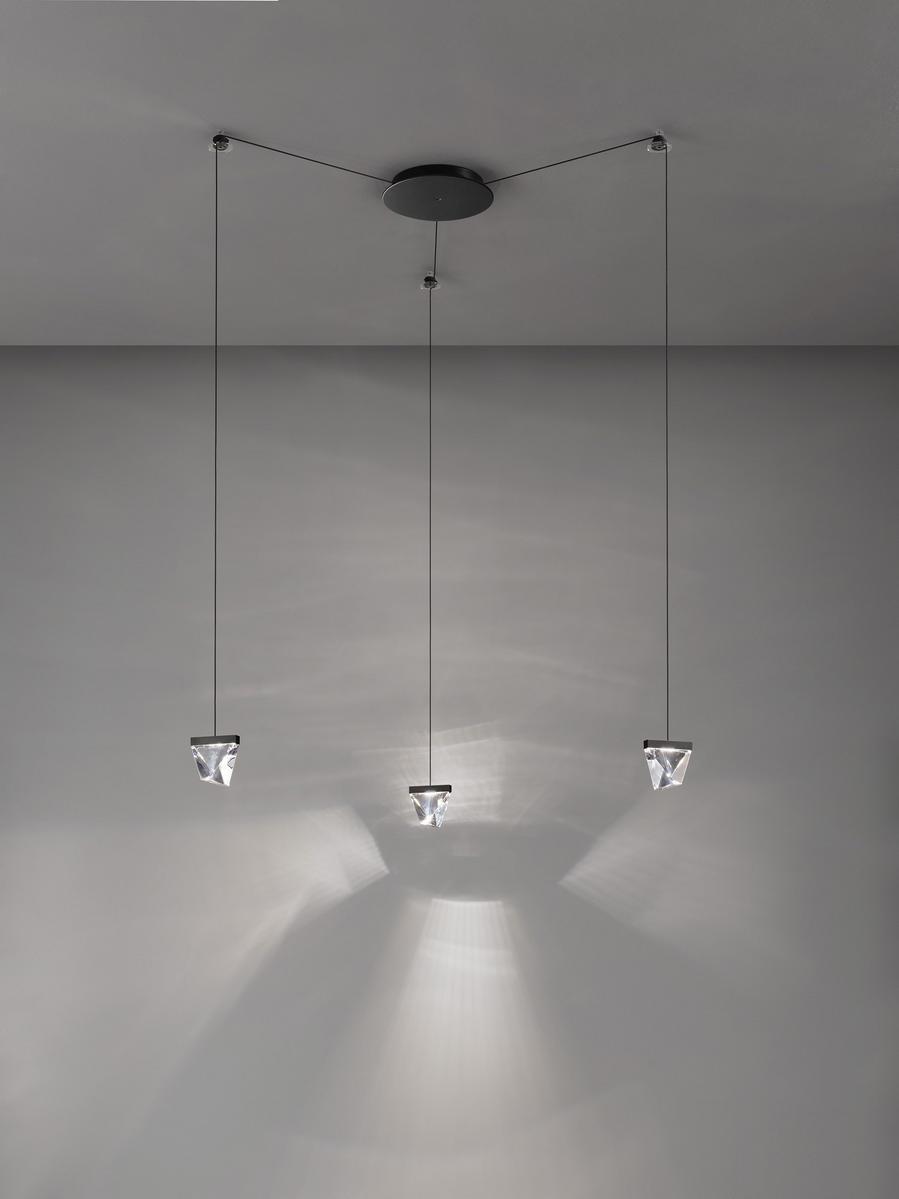 LED crystal pendant lamp | Tripla 3 Spots by Fabbian