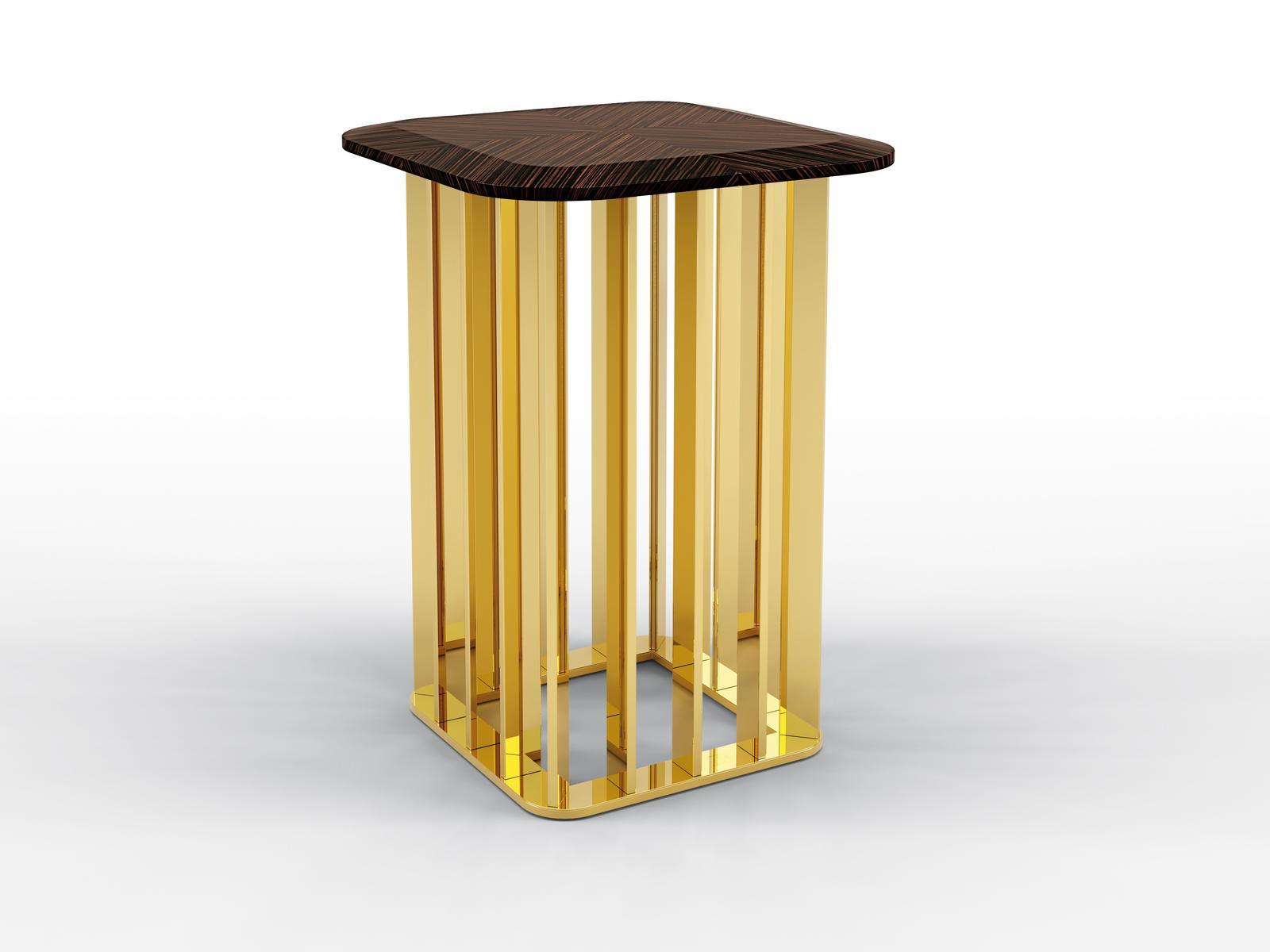 Square metal coffee table and ebony top | Triton by Bruno Zampa