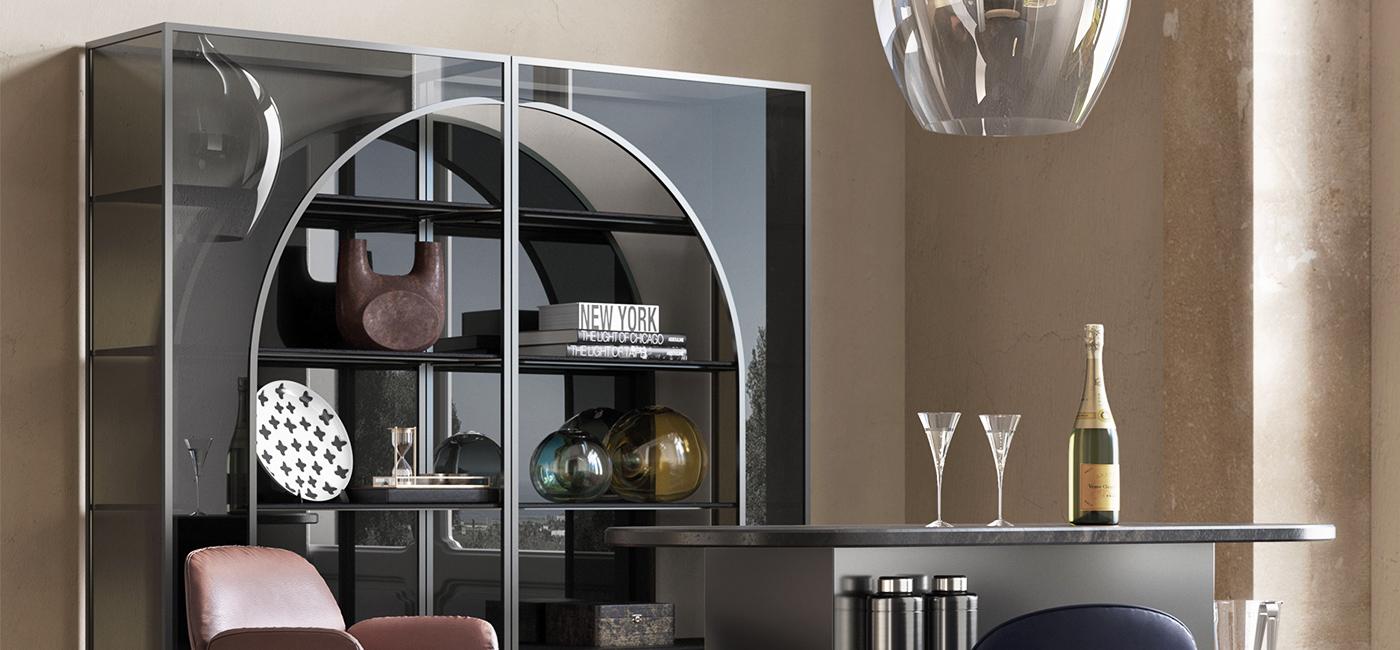 Glass bookcase | Arch by Natuzzi Italia