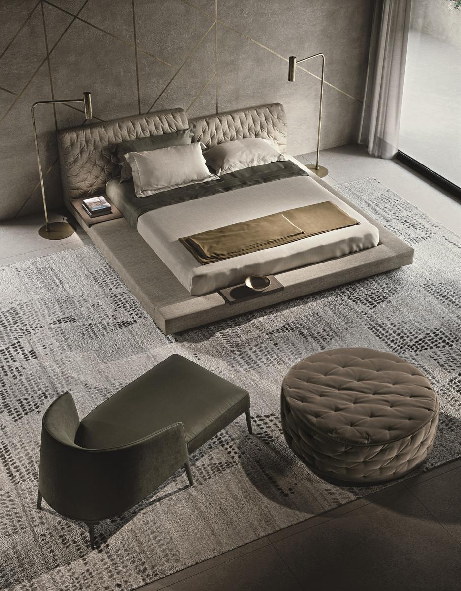 Tufted round fabric pouf | Miller by Frigerio