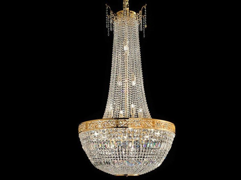 Direct light incandescent brass pendant lamp with crystals | Impero & Deco Ve 823 20 by Masiero