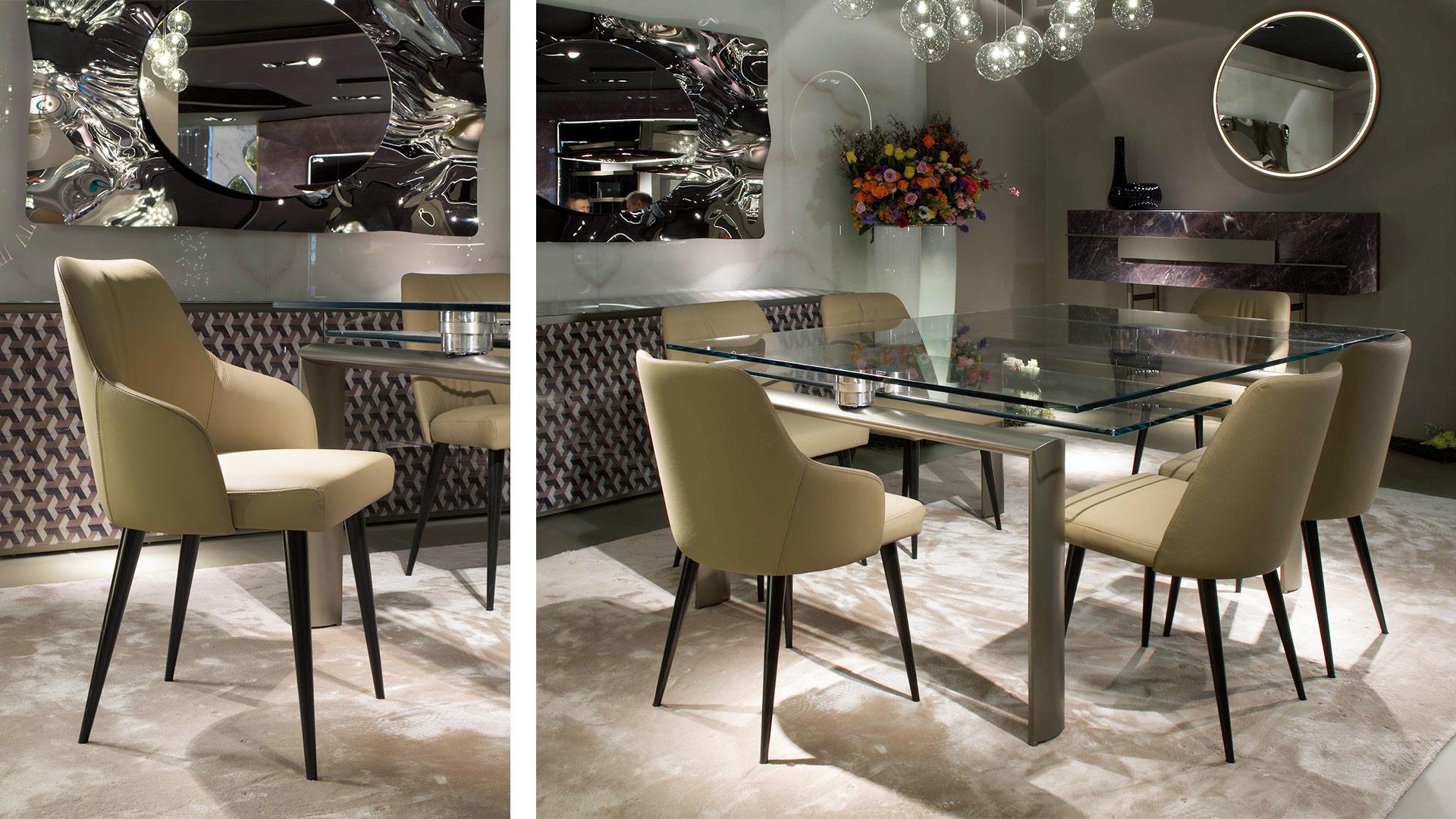 Upholstered leather chair with armrests | Comfort by Reflex