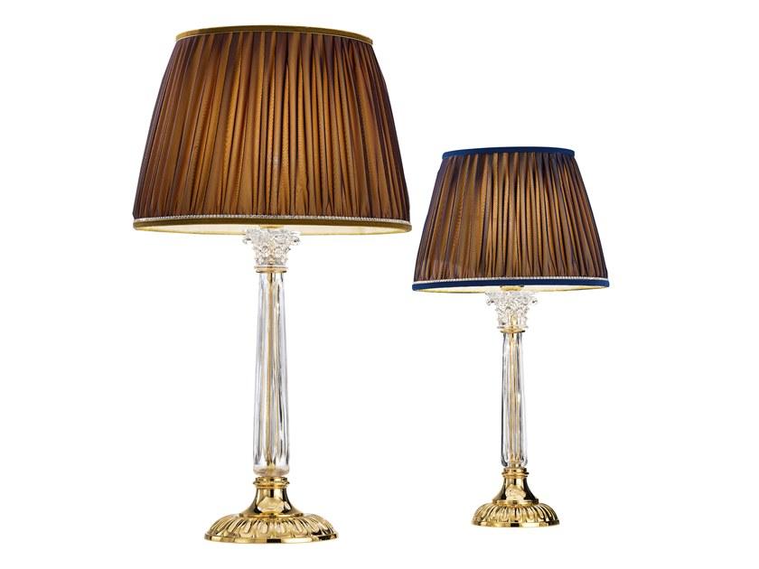 Gold plated table lamp with chiffon shade | Vicky 37089/lp -/lg by Possoni Illuminazione