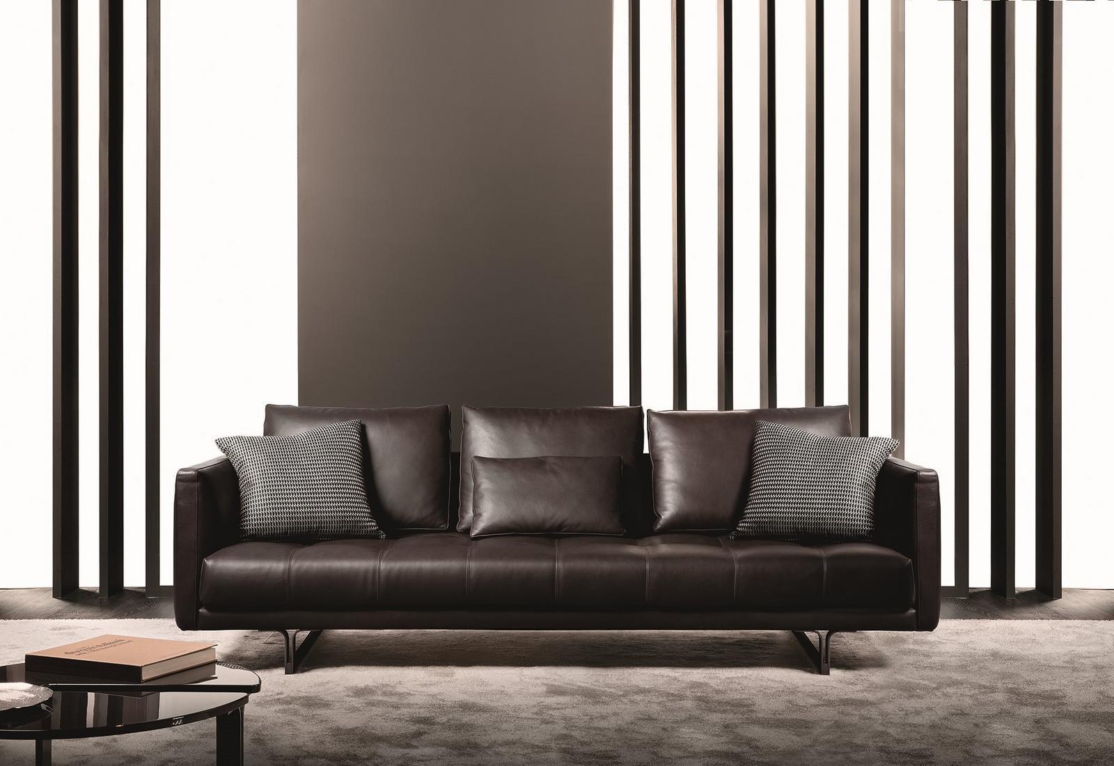 Sectional leather sofa with headrest in a contemporary style | Valery by Alberta Salotti
