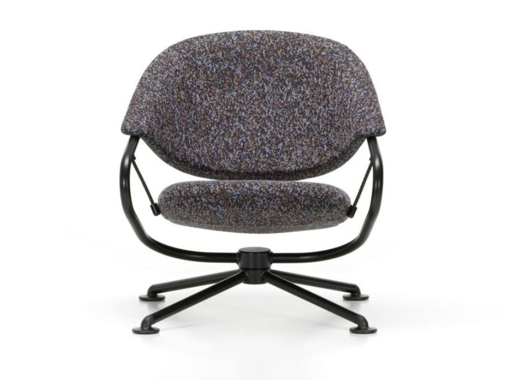 Swivel fabric easy chair with 4-spoke base with armrests | Citizen Lowback by Vitra