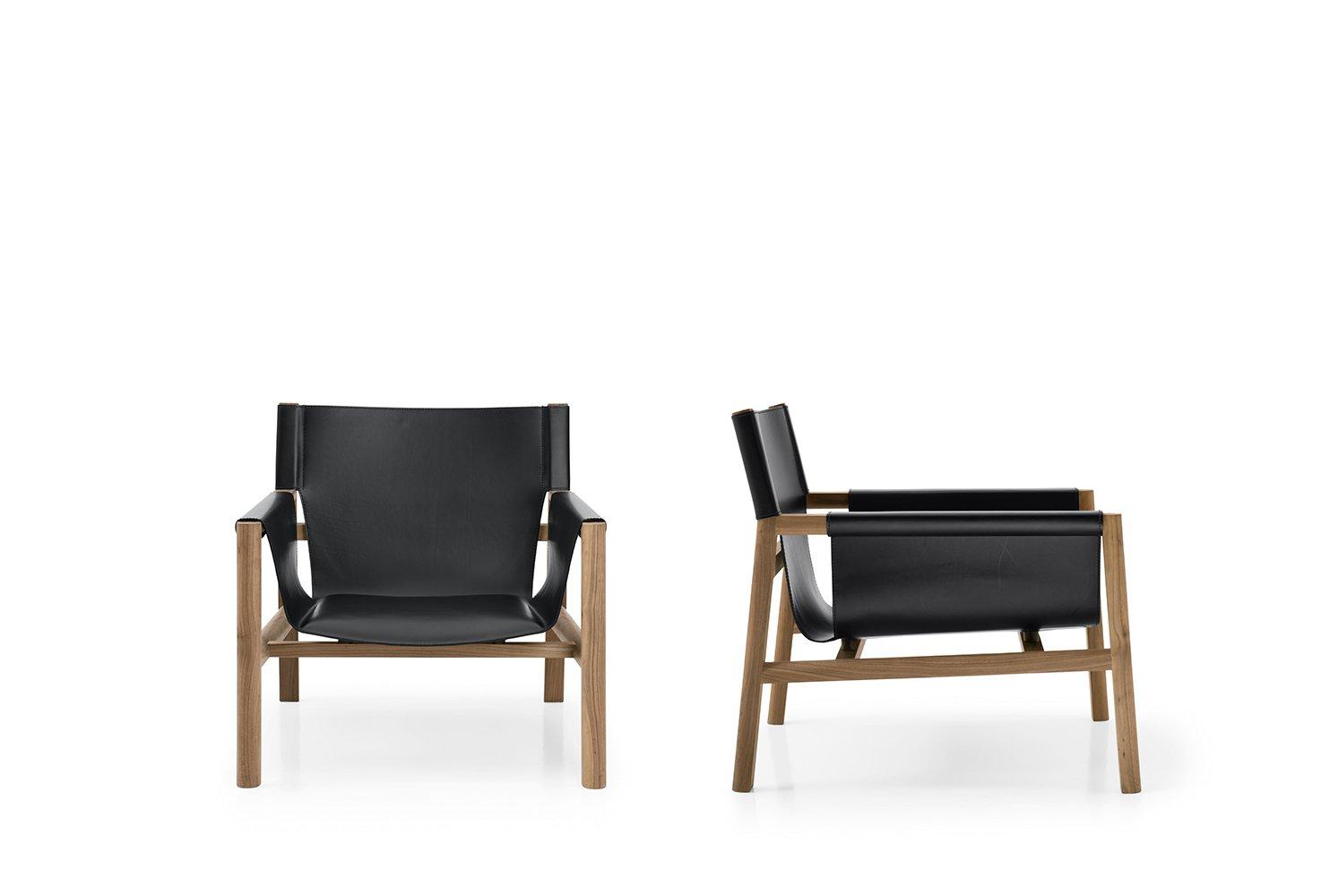 Tanned leather armchair with armrests | Pablo by B&B Italia