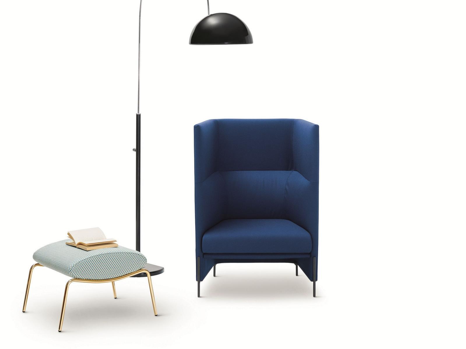 Upholstered high-back fabric armchair | Algon by Arflex