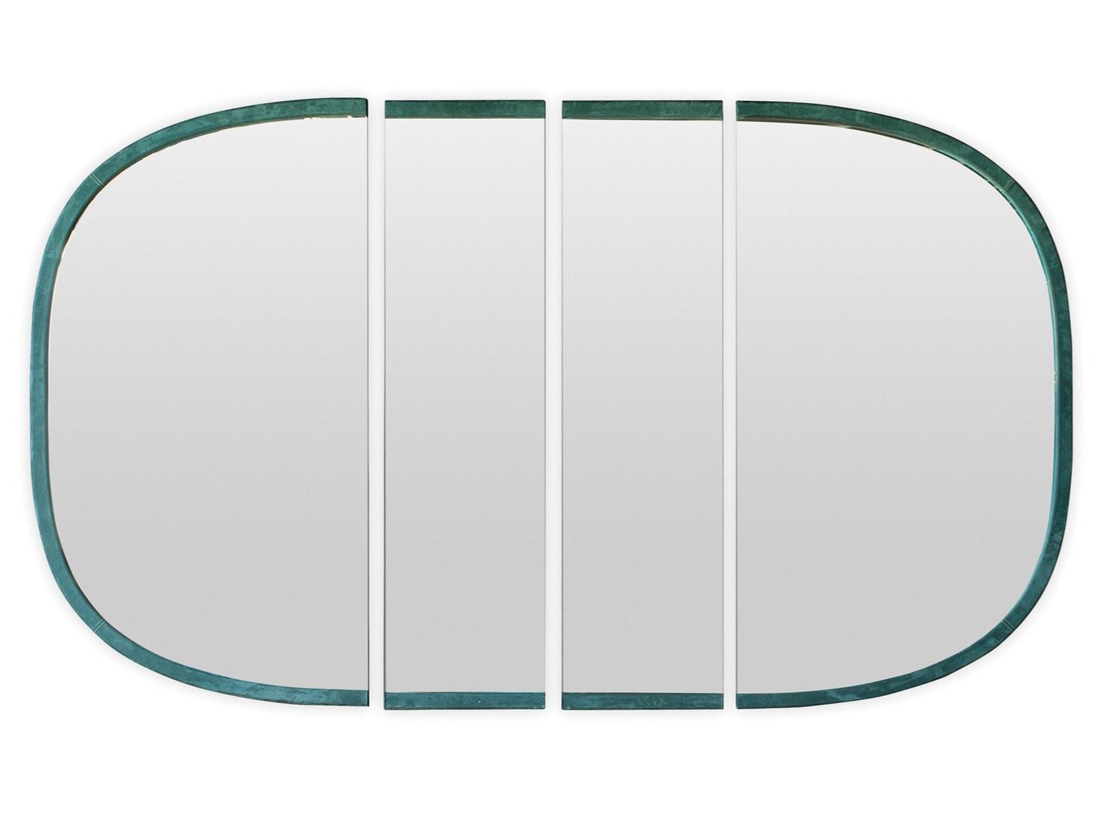 Oval framed wall-mounted leather mirror | Torino by Baxter