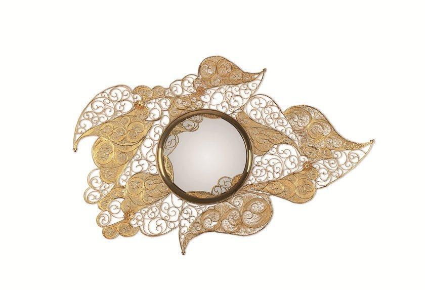 Round wall-mounted framed brass mirror | Filigree by Boca Do Lobo
