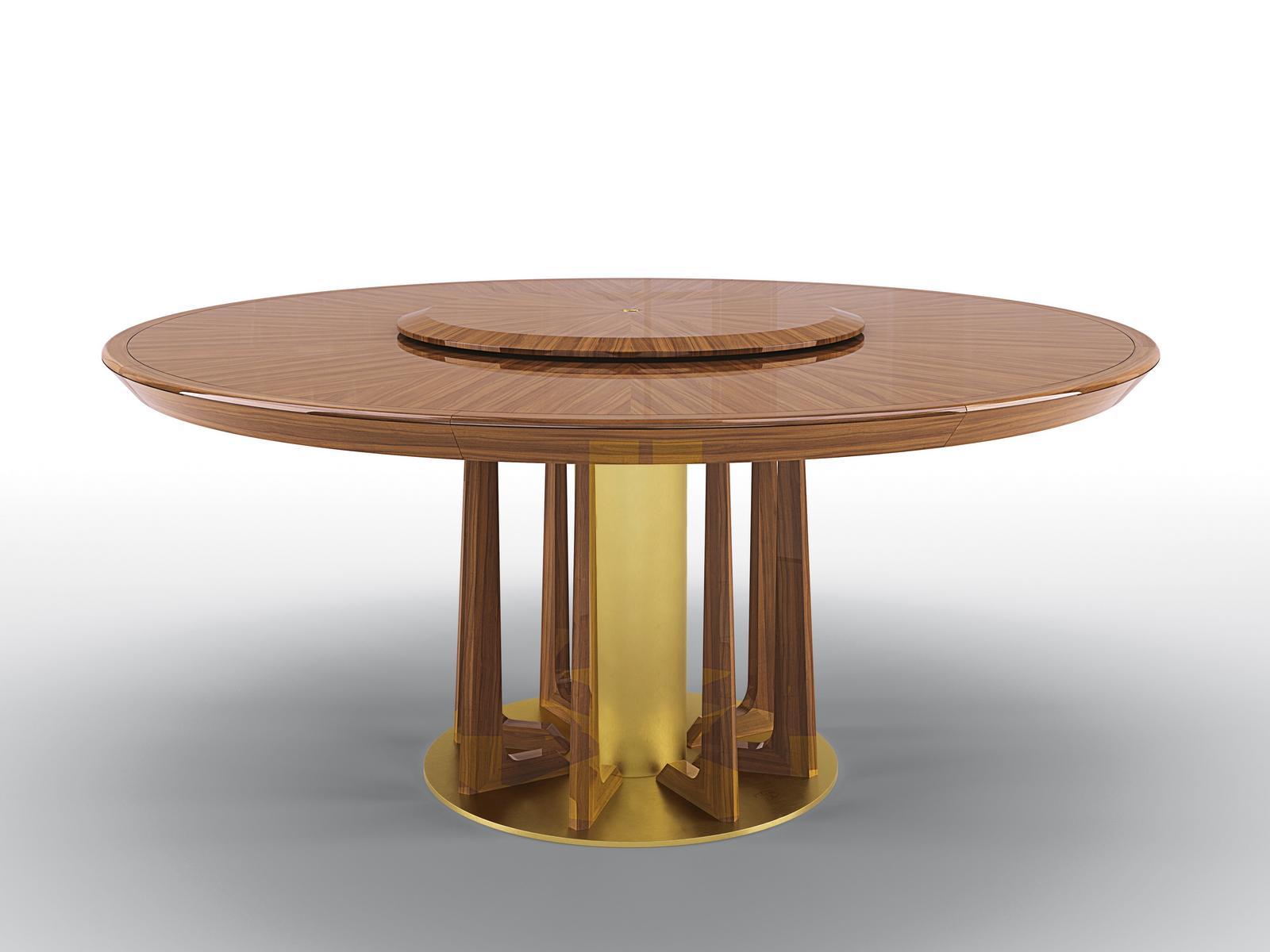 Round walnut table with Lazy Susan | Petrus by Bruno Zampa