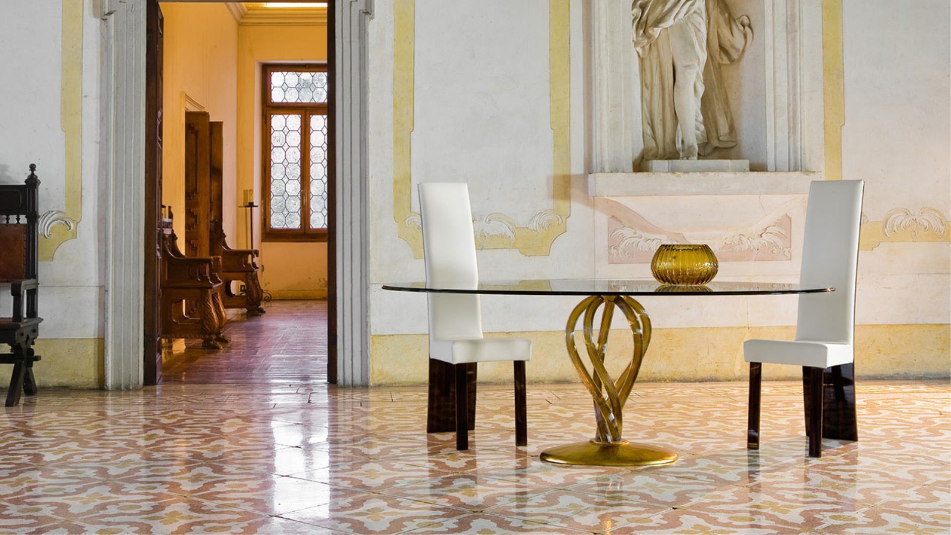 Round glass dining table | Bolshòj by Reflex