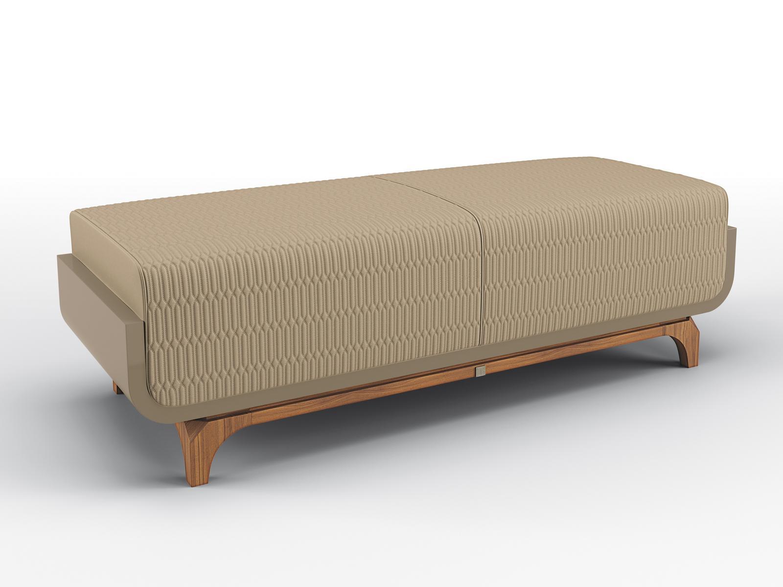Upholstered leather bench | Fayr by Bruno Zampa
