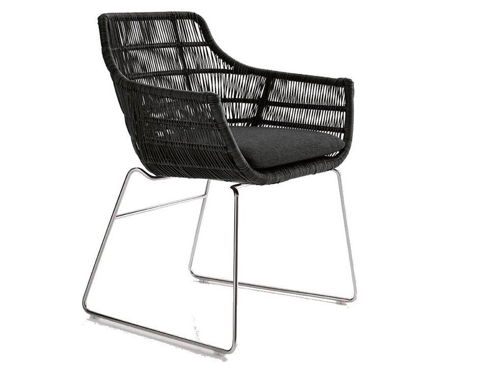 Sled base polyethylene garden chair with armrests | Crinoline by B&B Italia