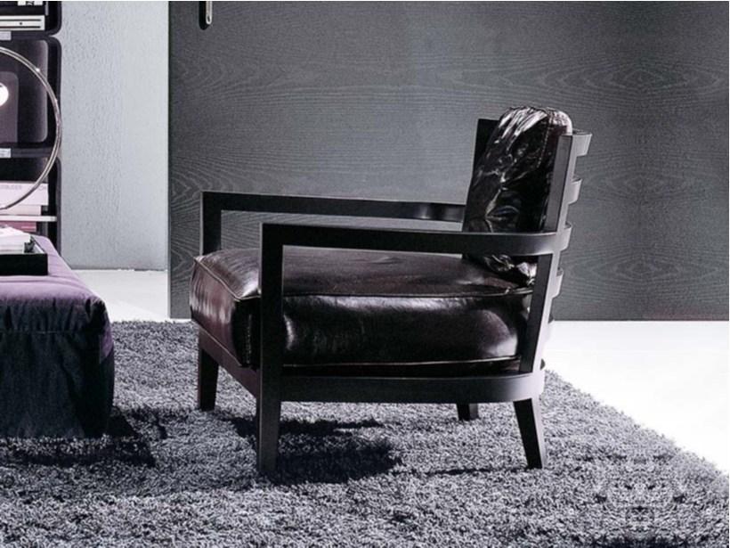 Leather armchair with armrests | Louise by Frigerio