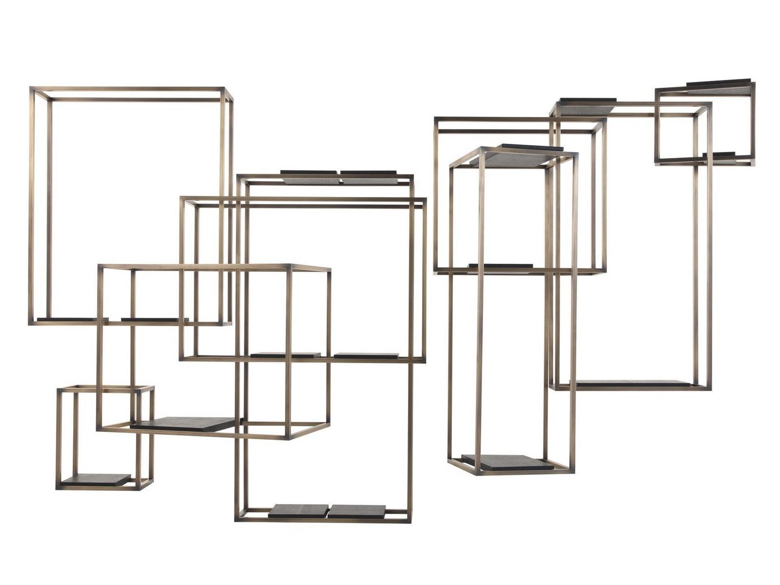 Open floating brass bookcase | Matrix by Gianfranco Ferre Home