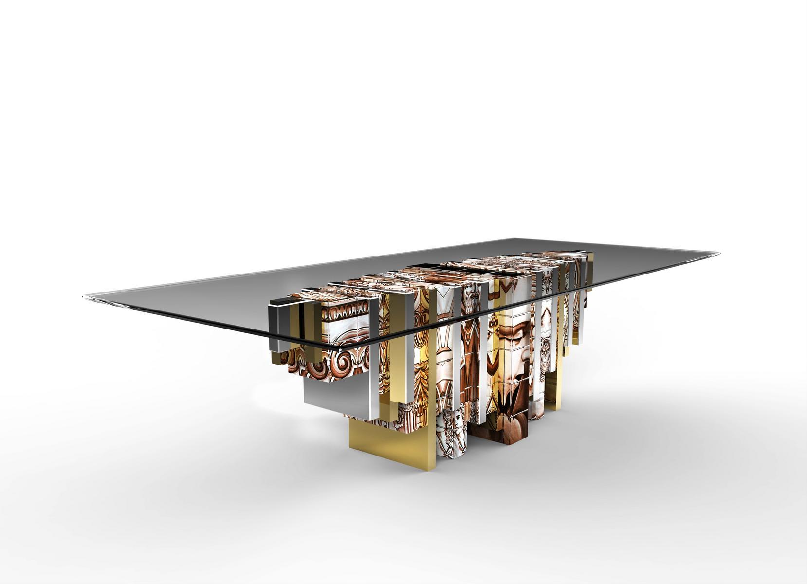 Rectangular tempered glass dining table | Heritage by Boca Do Lobo