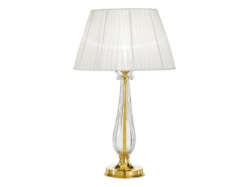 Gold plated table lamp with crystal and organza shade | Valentina 269/lg by Possoni Illuminazione