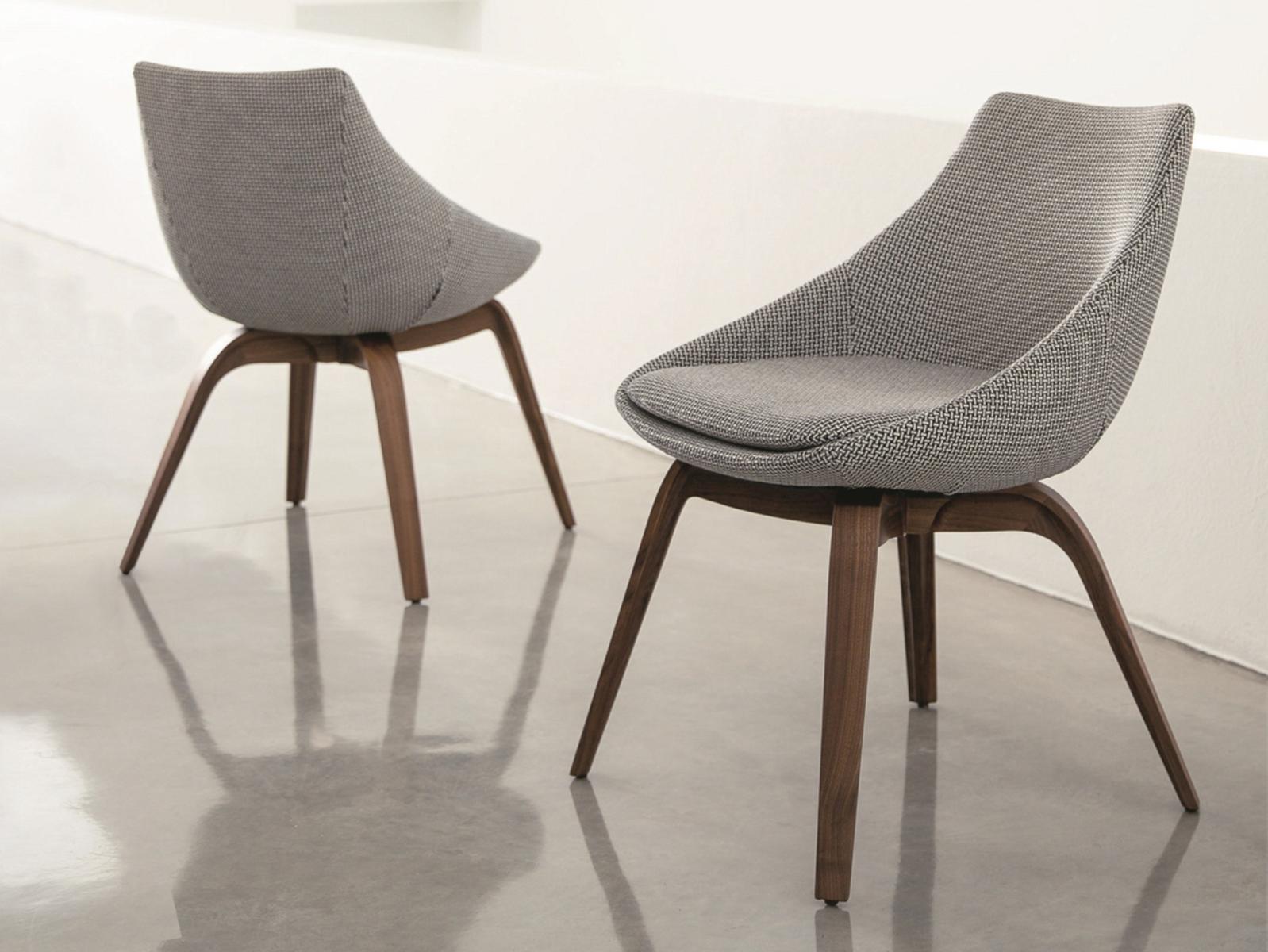Upholstered fabric chair with integrated cushion | Penelope by Porada
