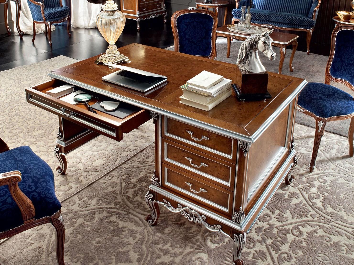 Rectangular solid wood office desk with drawers | 12304 by Modenese Gastone