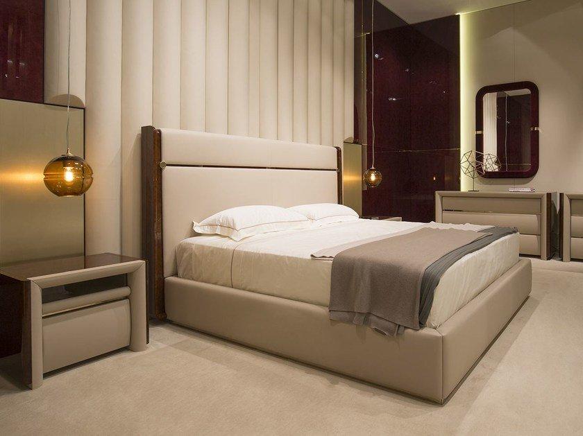 Upholstered leather double bed | Madison by Turri