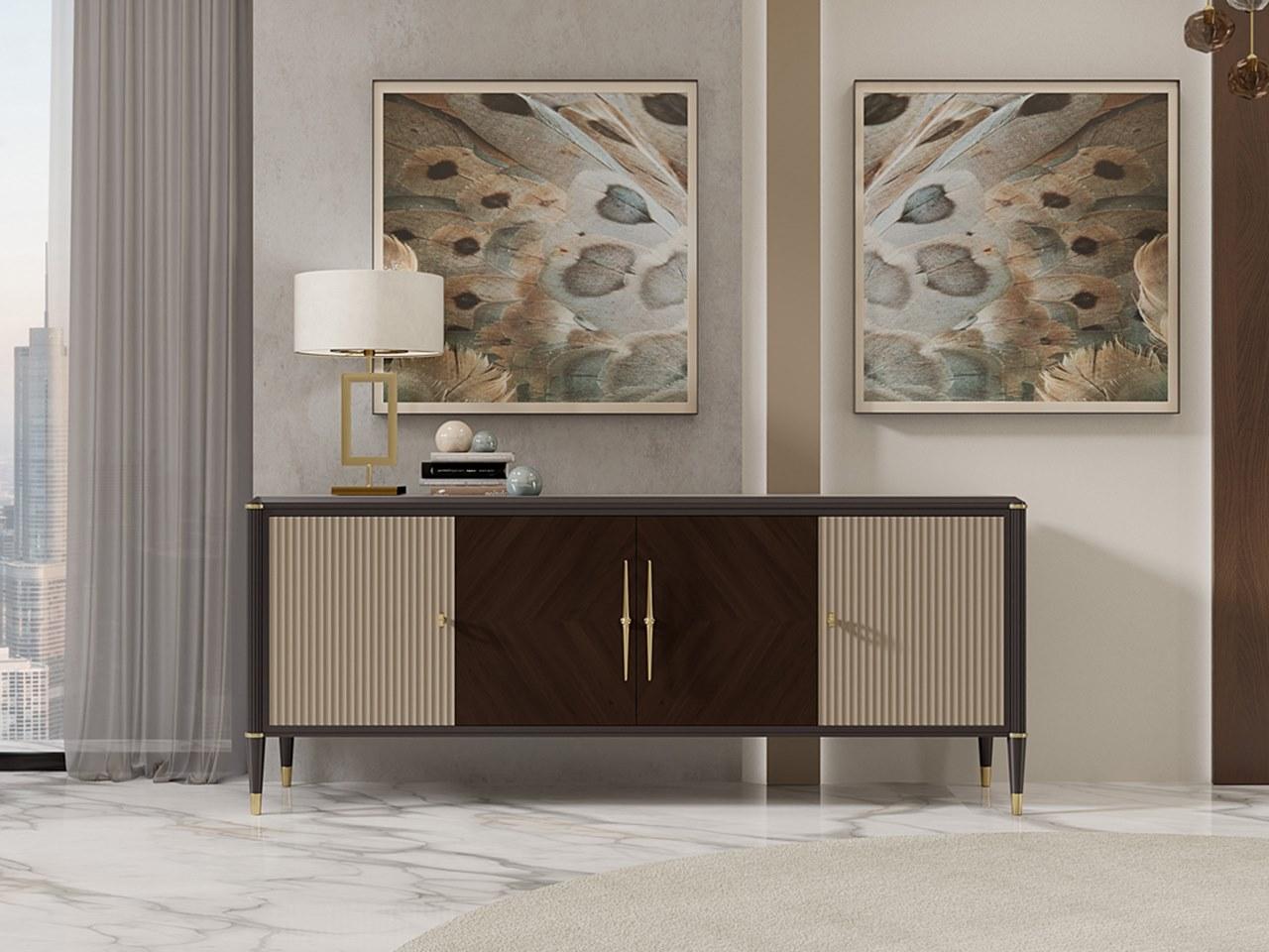 Sideboard in linden and walnut with hinged doors | Pr.515.2 by Stella del Mobile