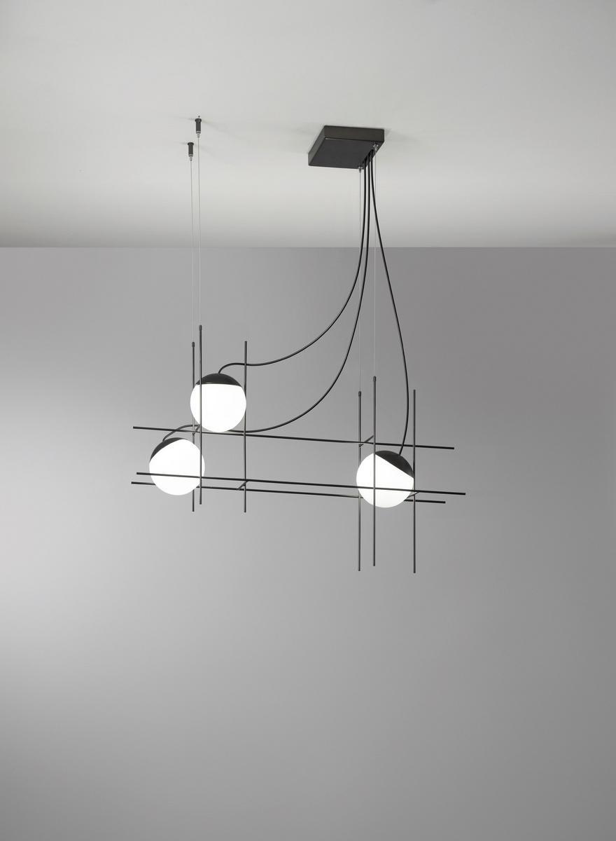 LED pendant lamp in metal and blown glass | Plot Frame Sp by Vistosi