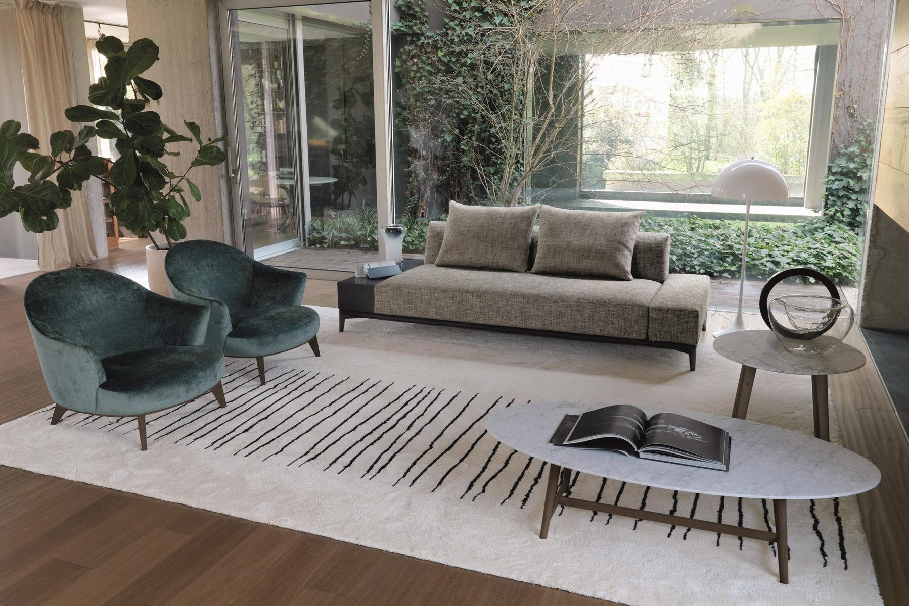 Fabric armchair with removable cover with footstool | Alasia by Desiree