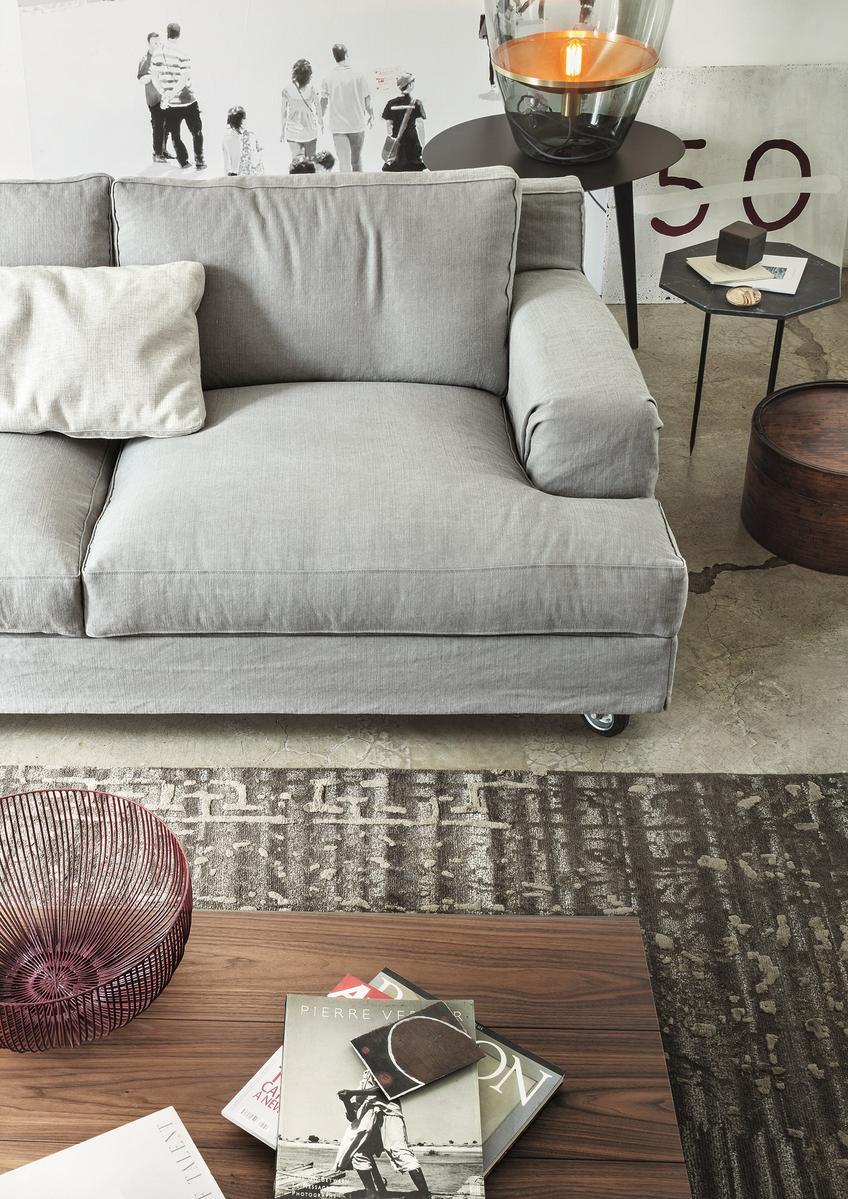 2 seater fabric sofa with castors | Aberdeen by Lema