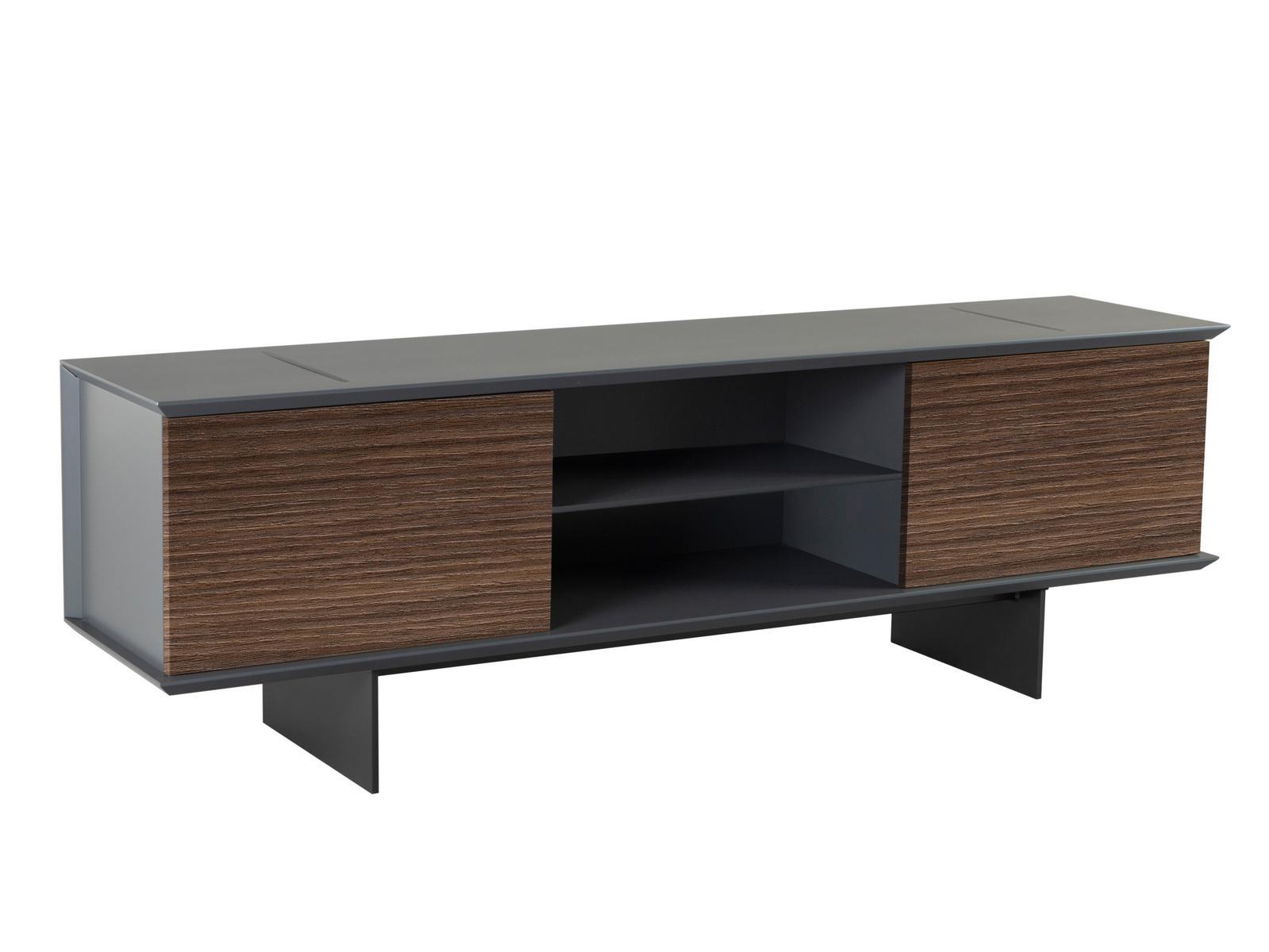 Low walnut TV cabinet with doors | Teo by Tonin Casa