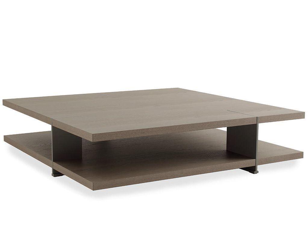 Low wood veneer coffee table with integrated magazine rack | Bristol by Poliform