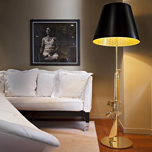 Gold leaf floor lamp | Guns - Lounge Gun by Flos