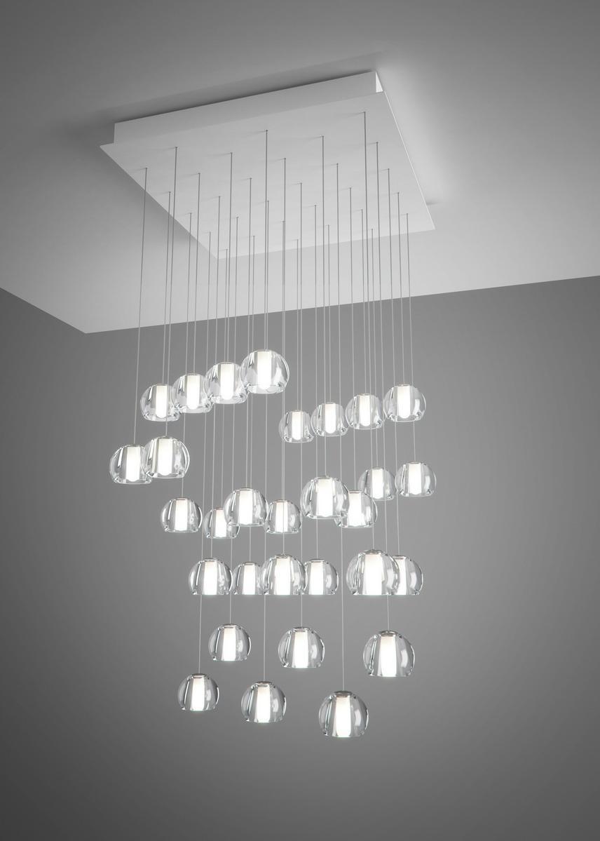 Direct light crystal pendant lamp | Multispot Beluga by Fabbian