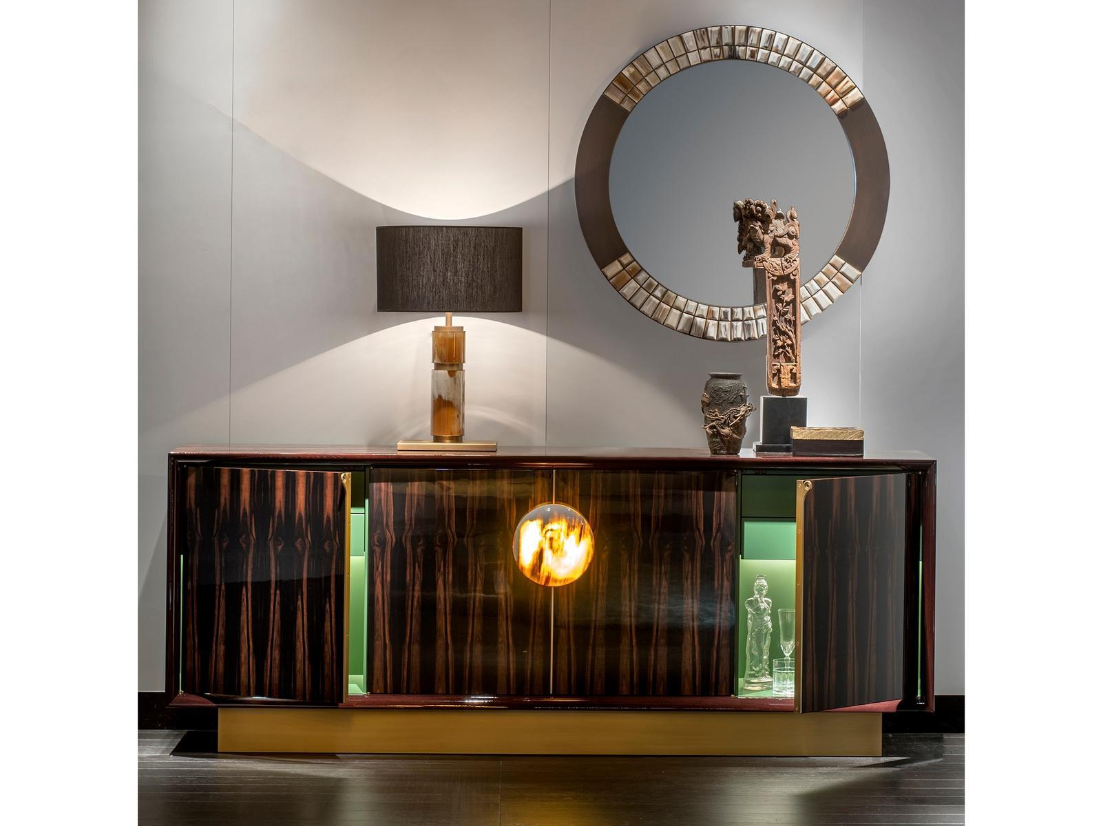 Ebony sideboard with doors, drawers and integrated lighting | Helios 7015ebl by Arcahorn