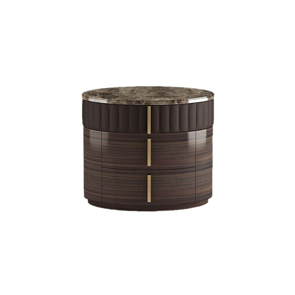 Rounded nabuk bedside table with drawers | Double c by Daytona