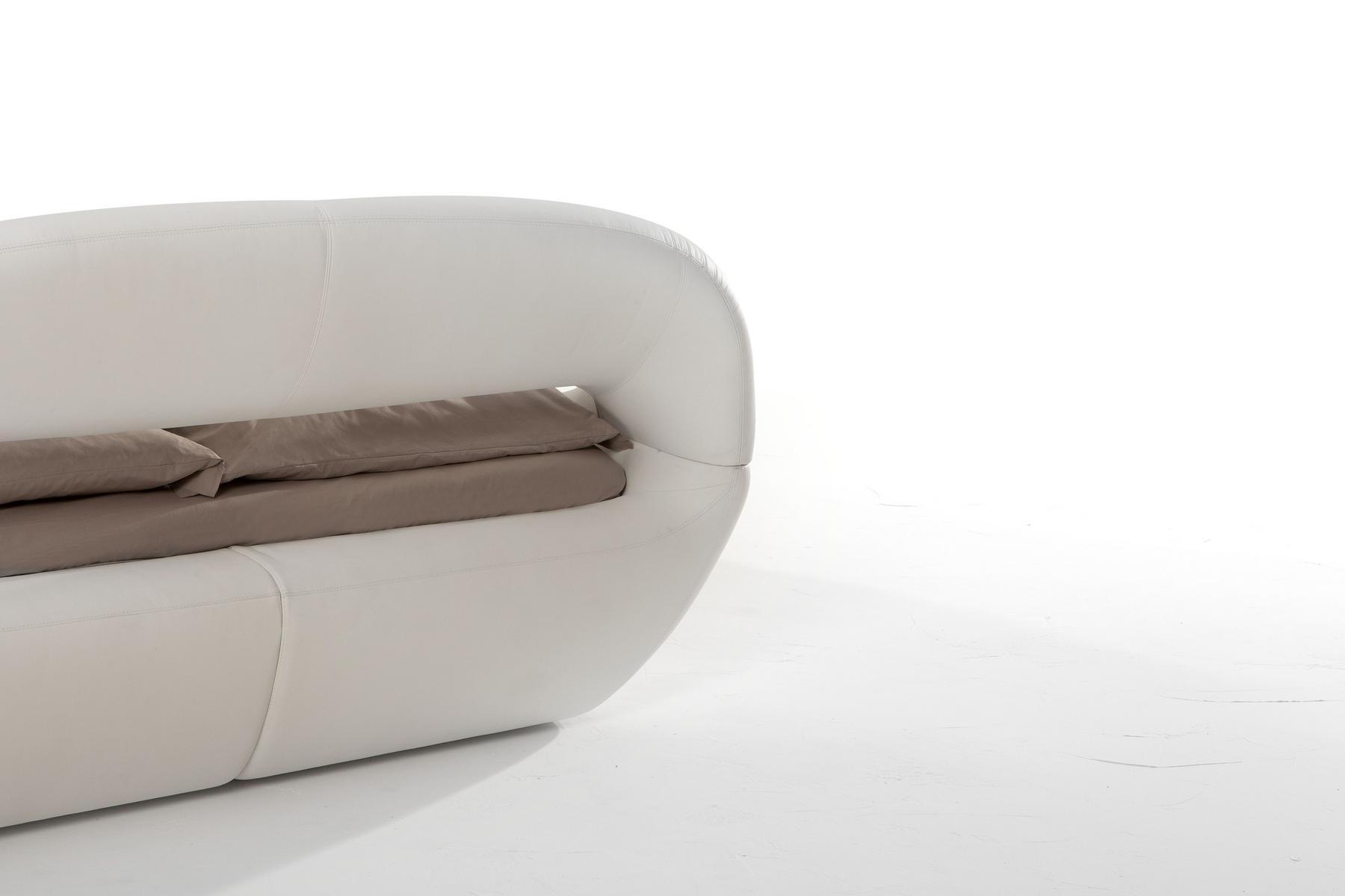 Upholstered leather double bed | Sleepy by Tonin Casa