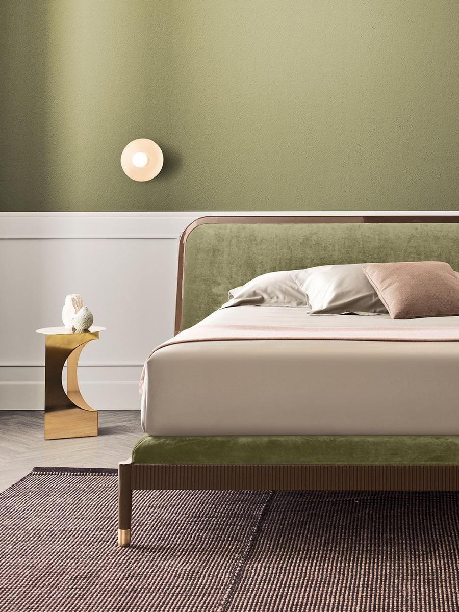Wooden double bed with upholstered headboard | Amante by Pianca