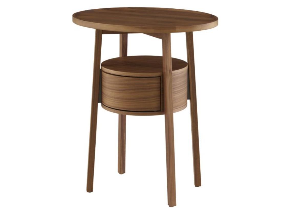 Round solid wood bedside table with drawers | Episode by Ligne Roset