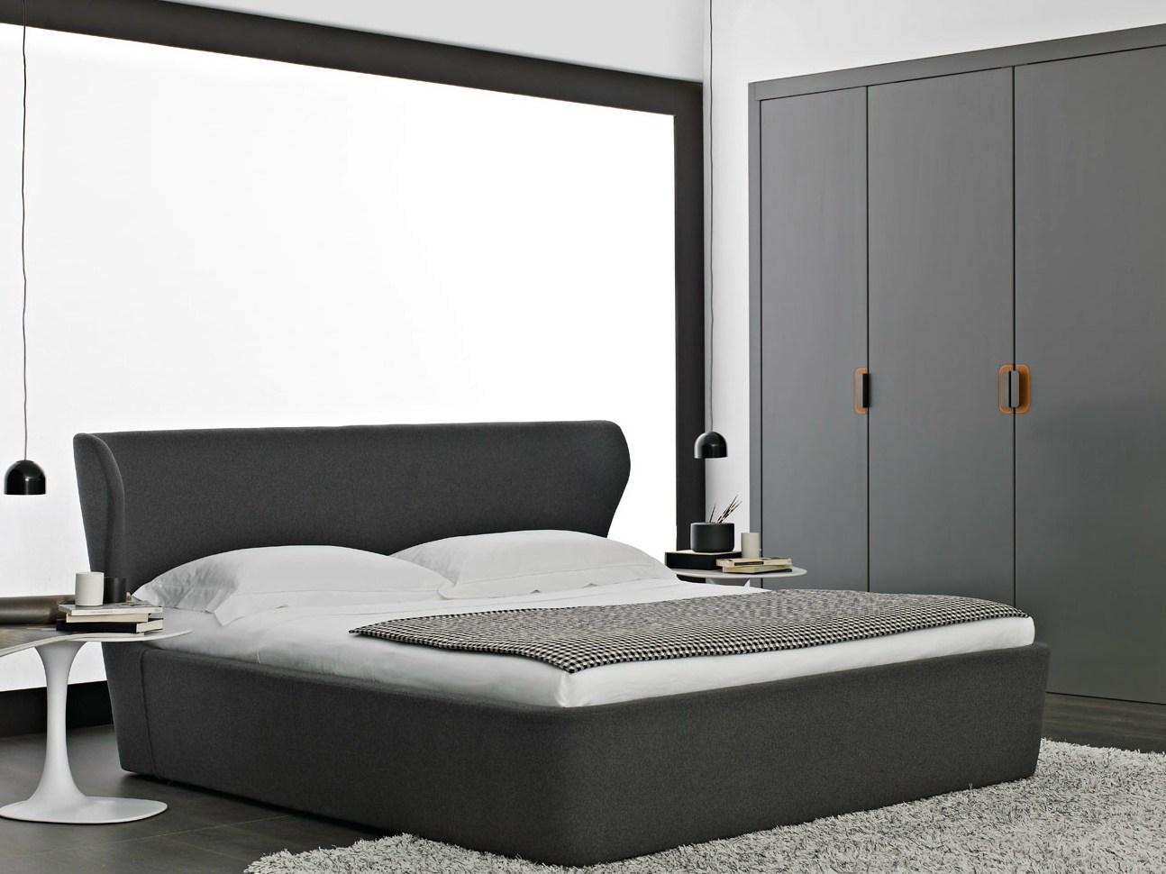 Fabric double bed with upholstered headboard | Papilio by B&B Italia