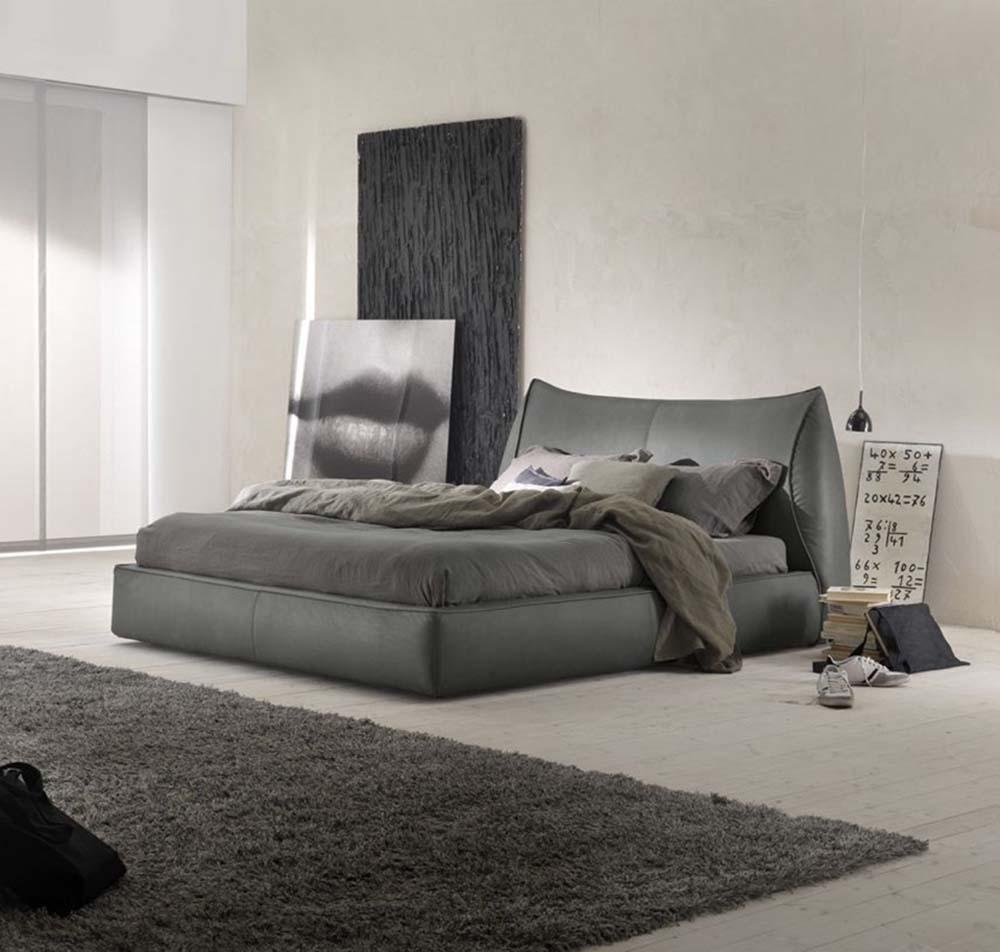 Nabuk bed with upholstered headboard | Smooth by Dorelan