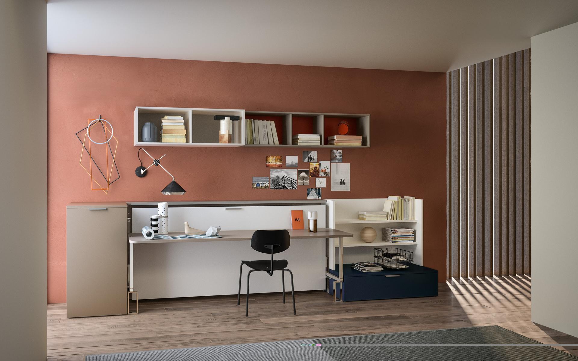 Wooden bedroom set with pull-out bed | Cabrio In by CLEI