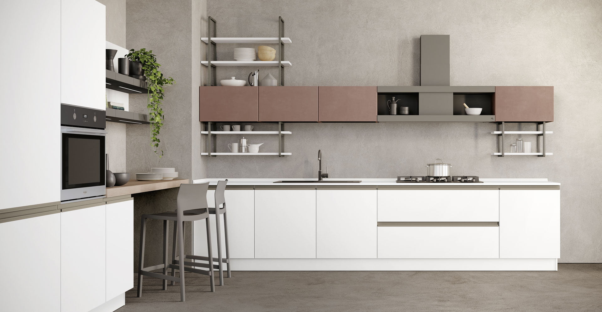 Melamine kitchen without handles Lube Cucine Unica