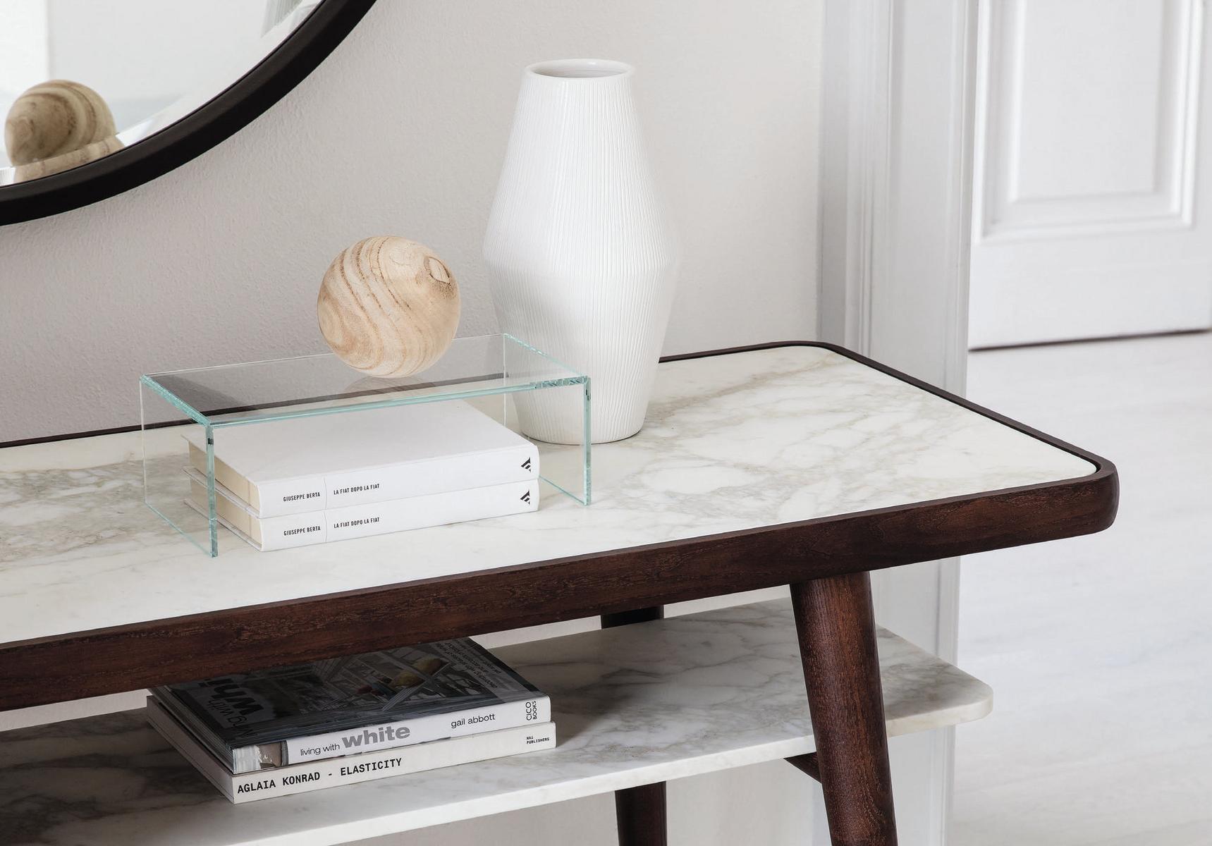 Rectangular ash console table with shelving | Chantal by Porada