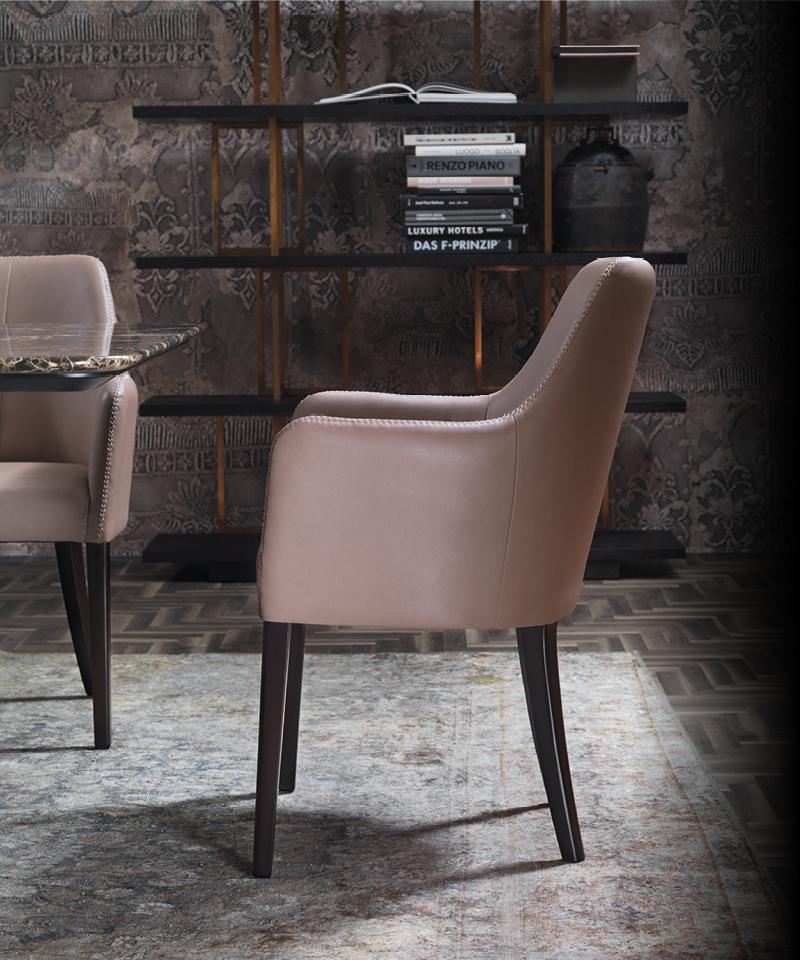 Upholstered leather chair with armrests | Emily by Borzalino